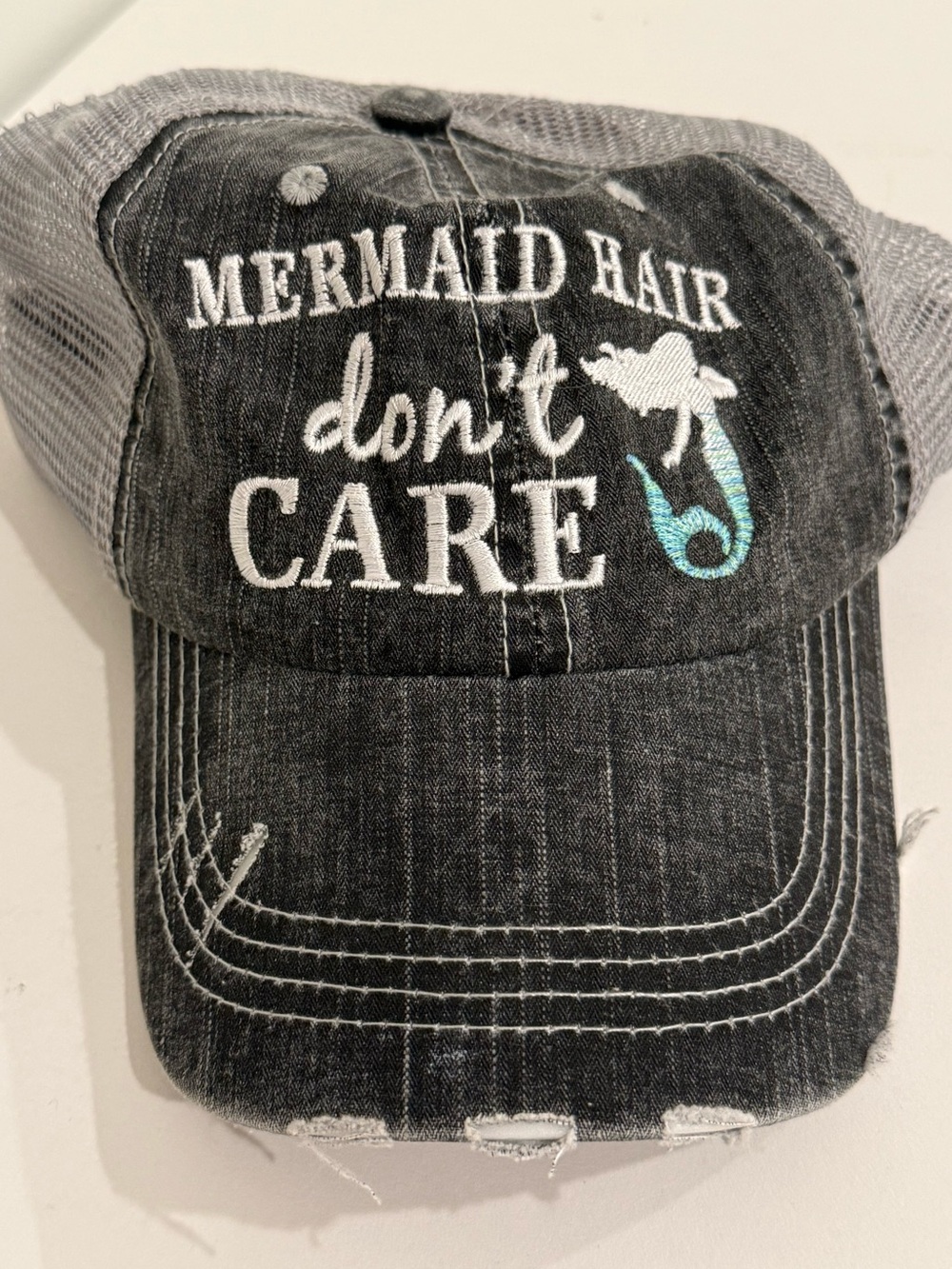 Katy Did Mermaid 🧜🏻♀️ Hair Don’t Care Baseball Cap One Size